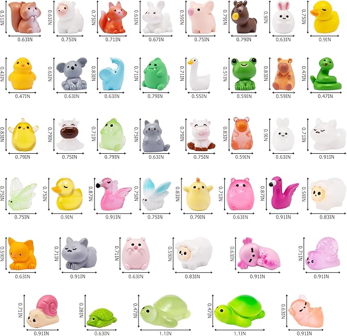 43pcs Mini Resin Animal 43 Styles Tiny Resin Animals Miniature Little Small Animal Figures for Fairy Garden Accessories, Dollhouse Decorations, DIY Miniature Scenes, Birthday Party Favors