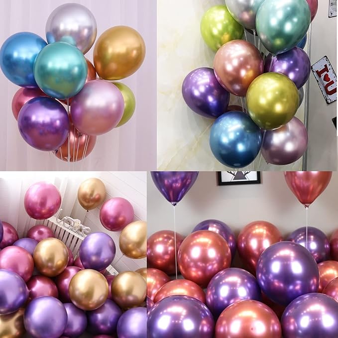 5 inch Metallic Purple Balloons, 100 pcs Thick Chrome Purple Balloons Shiny Latex Party Balloons(Metallic Purple)