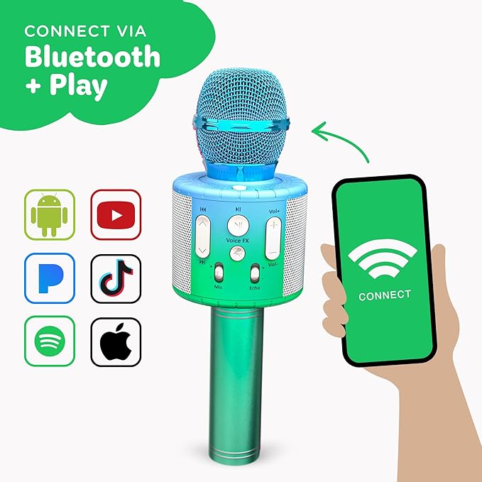 Move2Play, Kids Karaoke Microphone | Includes Pre-Loaded Songs & Bluetooth | Kids Birthday & Easter Gift | Toy for All Ages 2, 3, 4, 5, 6+ Year Old Girls, Boys & Toddlers