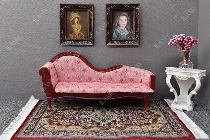 iLAND Miniature Dollhouse Accessories Vintage of Woven Dollhouse Rug 9.4” x 5.7” 9.2" x 1.8" for Dollhouse Furniture on 1/12 Scale and Dolls 3” - 12” (2pcs Love)