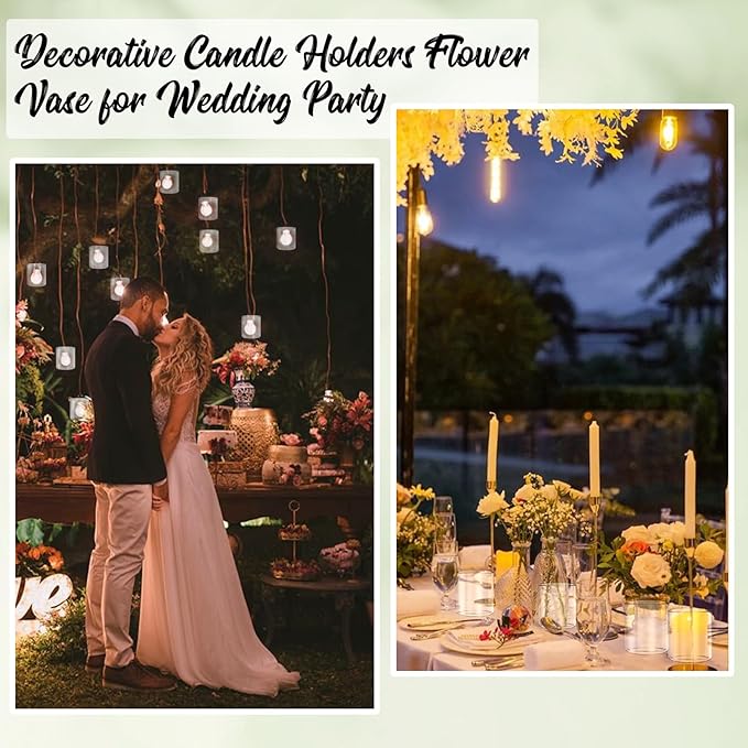 6pcs Glass Cylinder Vases for Centerpieces, 4 Inch Small Clear Glass Flower Vases Floating Candle Holder Vase for Wedding Birthday Party Decoration Home Table Decor