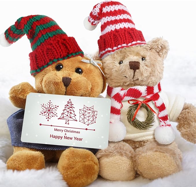 Geyoga 16 Pcs Mini Knit Doll Hat Valentines Day Small Santa Hat for Craft Winter Mini Snowman Hats and Scarf Tree Ornaments Snow Stripe Heart Wine Bottle DIY Decor Gifts