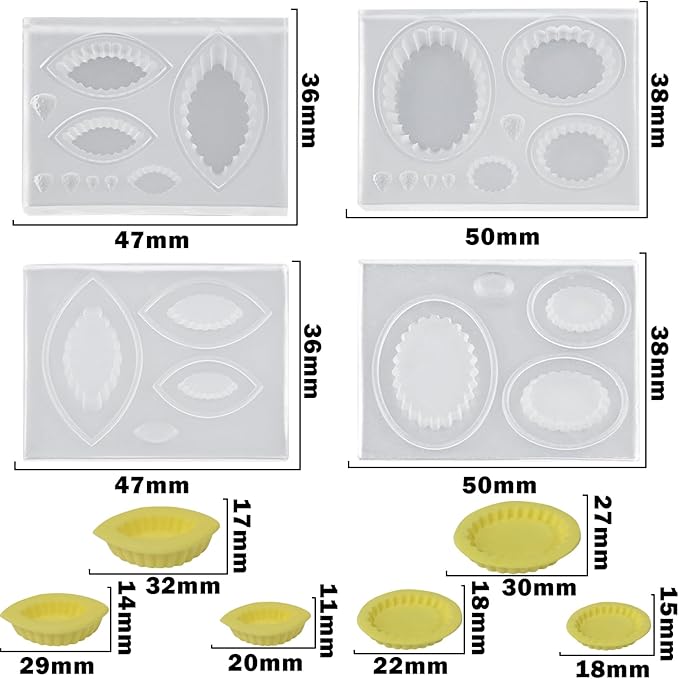 2Pcs Mini Egg Tart Trays Shape Silicone Molds Tiny Things Clay Molds for DIY Micro Resin Dollhouse Kitchen Miniatures Landscape Decor