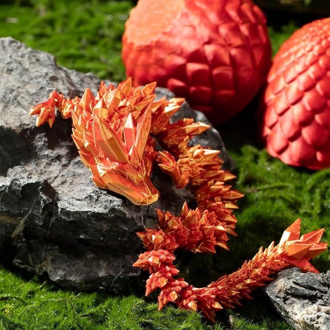 3D Printed Dragon Fidget Toys,12inch Flexible Dragon Toy 3D Printed Dragon Eggs with Dragon Inside,Easter Egg fillers,Easter Basket Stuffers,Easter Basket Essentials Fidget Toys