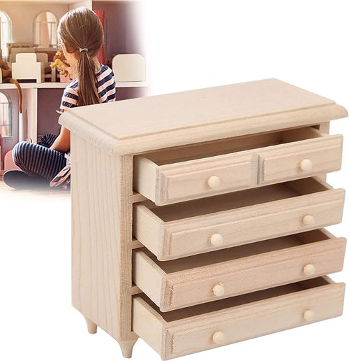 1:12 Wooden Table Square 8 Button Dollhouse Movement Cabinet Sleeping Cabinet Mini Furniture Solid Wood Miniature Model Beautiful Color Kit Handcraft DIY Model Gift Supplies Accessories