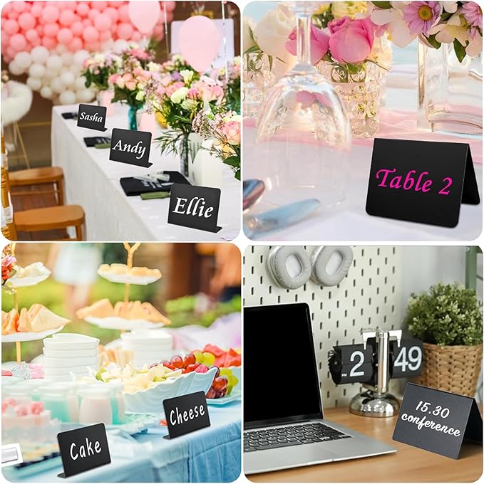 Mini Chalkboard Signs for Food, 20Pcs Small Food Labels for Party Buffet Food Signs, Reusable and Reserved Table Sign, Catering Supplies Buffet Display Food Tags Place Cards, with 8Pcs Chalk Markers