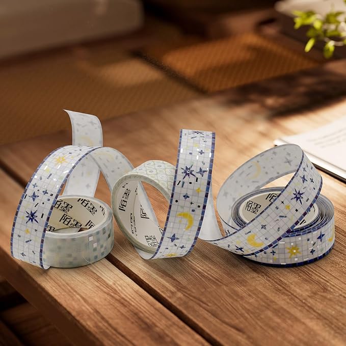 6 Rolls Miniature Dollhouse Wallpaper and Flooring Peel and Stick Mini Stone Brick Tile Tape Stickers DIY Self Adhesive Dollhouse Accessories