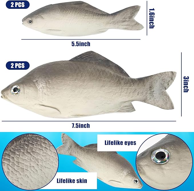 BigOtters 4PCS Fake Fish, Plastic Fishes Artificial Sea Fish Pretend Kitchen Food Decor Photography Props Party Favor