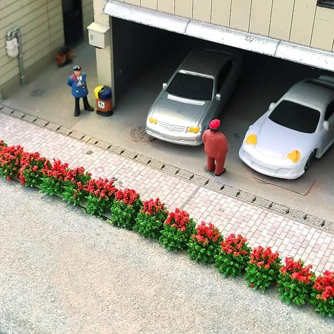 Woohome 6 PCS Static Grass Model Flower Cluster Model Grass Tufts Set for DIY Miniature Train Landscape Terrain Railway Scenery Decorations