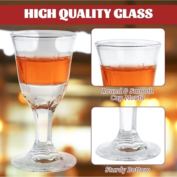 LDHHYH 48 Pack Mini Shot Glasses, 10 ml Mini Wine Glass with Base, Clear Glass Wine Cup for Wine, Tequila, Whiskey, Spirits