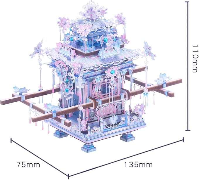 MU 3D Metal Puzzle Chinese Sedan Fridge Magnetic Models Kits Building 3D Wooden Puzzles, Chinese Wedding Gift DIY Craft Work Miniature Building, Birthday Gifts Home Desk Decor