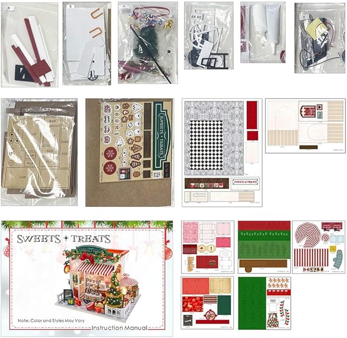 DIY Miniature House Kit for Adult and Teens, Christmas Candy House Building Kit for Family and Friends, Mini Wooden Dollhouse Kit for Halloween Christmas Birthday Gifts