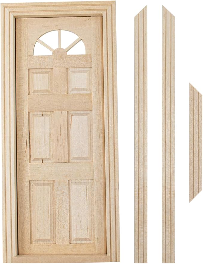 AUEAR, 1:12 Miniature Furniture Unpaint Wooden Doors for DIY Scene Home Craft (6 Panel Style B)