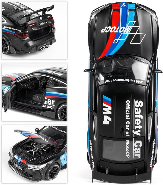 Toy Cars 1:32 M4 Diecast Cars - Light, Sound & Pull Back Function Model Cars- Zinc Alloy Car Model for Kids Who Love car Mechanics & Collecting Exotic Sports Car Toys (Matte Black)