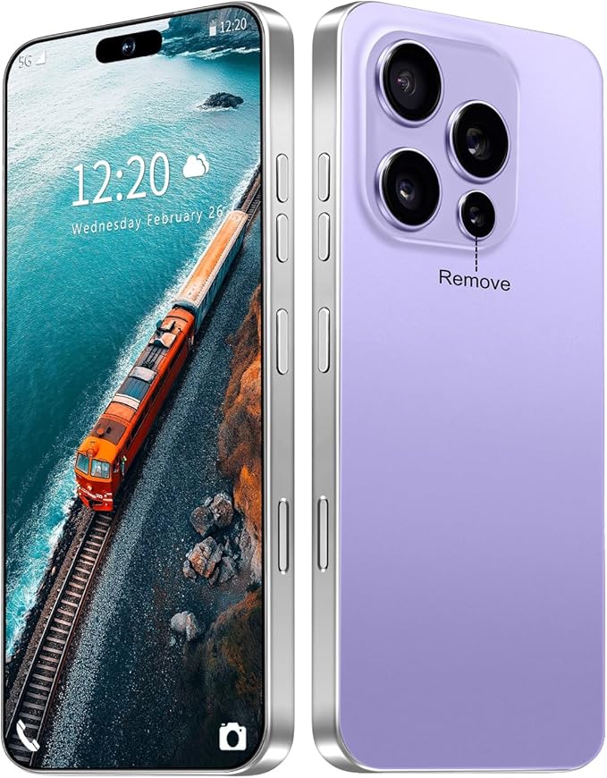 Huness 16PROMA X Smartphone Unlocked Cell Phone,6.99" HD Screen Unlocked Phone,16+512GB Android 14 with 128GB Memory Card,Face ID/Dual SIM/5G/Fingerprint Button Unlock/Photos/GPS (Purple, 16+512G)