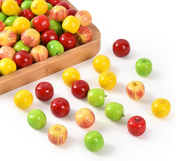 80PCS Artificial Mini Apple Foams Apples Artificial Fruit for Home House Grocery Photography Party Decoration (4 Color)