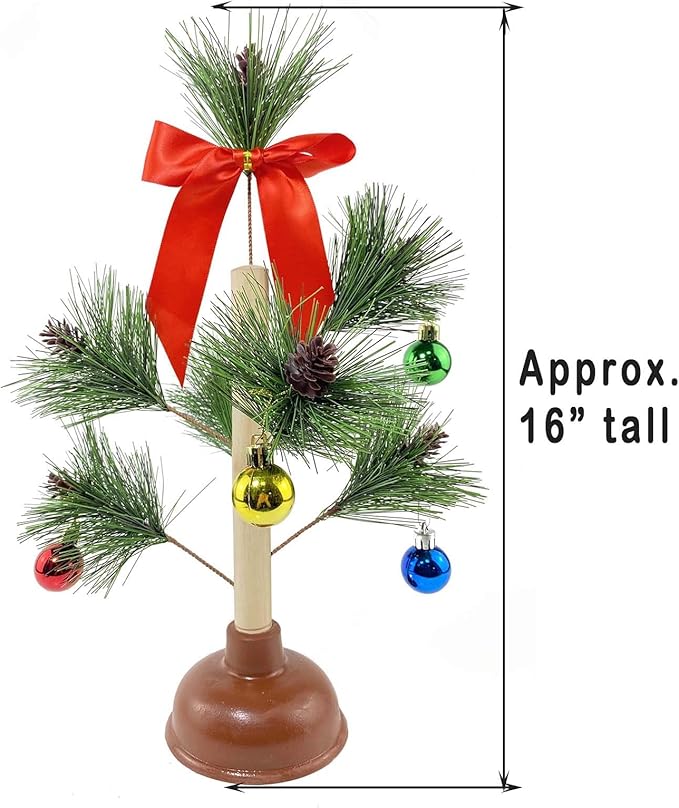 FunisFun Christmas Tree Plunger Funny Gag Gift Hilarious Toilet Humor White Elephant Gift Exchange