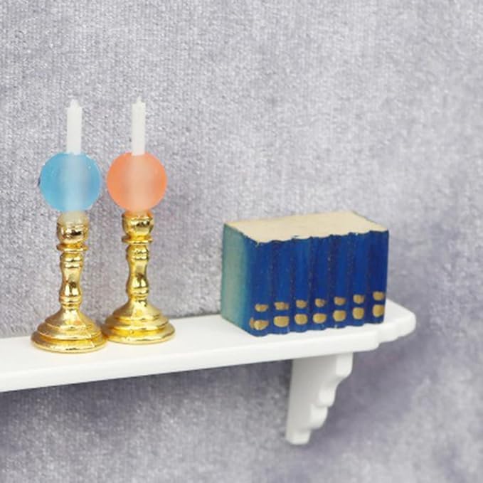 2Pcs White 1:12 Scale Miniature Dollhouse Wall Shelf, Modern Storage Wall Shelf for Kitchen Scene, Dollhouse Decor Accessories