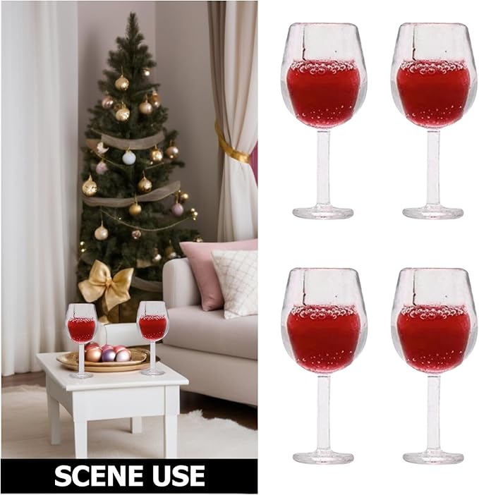 TOYANDONA 10pcs Miniature Dollhouse Wine Glasses, 1:12 Miniature Wine Glasses Mini Dollhouse Cocktail s for Kitchen Accessories Decors