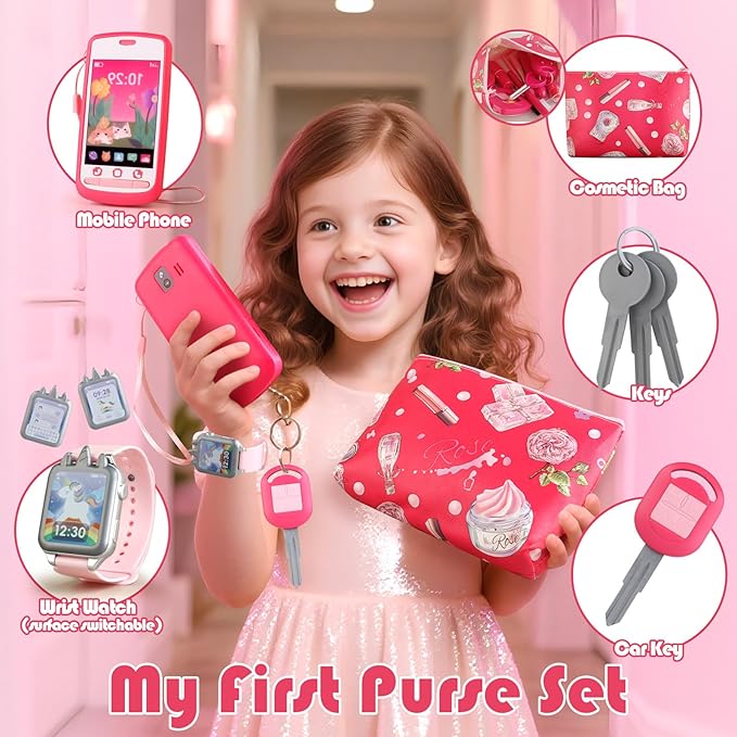 Woumserta Girl Gift Pretend Makeup for Toddlers 3-5 4-6, Fake Makeup Set with Cat Commetic Case, Play Makeup for Kids Age 3 4 5 Year Old, Toddler Make Up Kit for Little Girls Birthday
