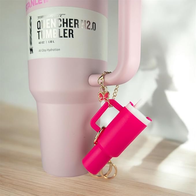 ERTUNA Mini Tumbler Keychain Accessories for Stanley Cup, 2 Way Cute Charms Chapstick Lip Balm Holder for Women Purse Handbag