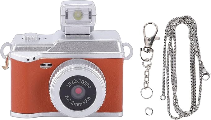 Xiuganpo Mini Digital Camera, 0.96 Inch Small Vlog Camera, 1080P Compact Tiny with Color Display & Keychain Lanyard, Mini Retro for Travel, Study, Brown