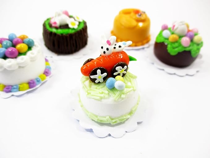 Dollhouse 5 Tiny Easter Cake 1:12 Miniature Decoration Bakery Cake Supply 16921
