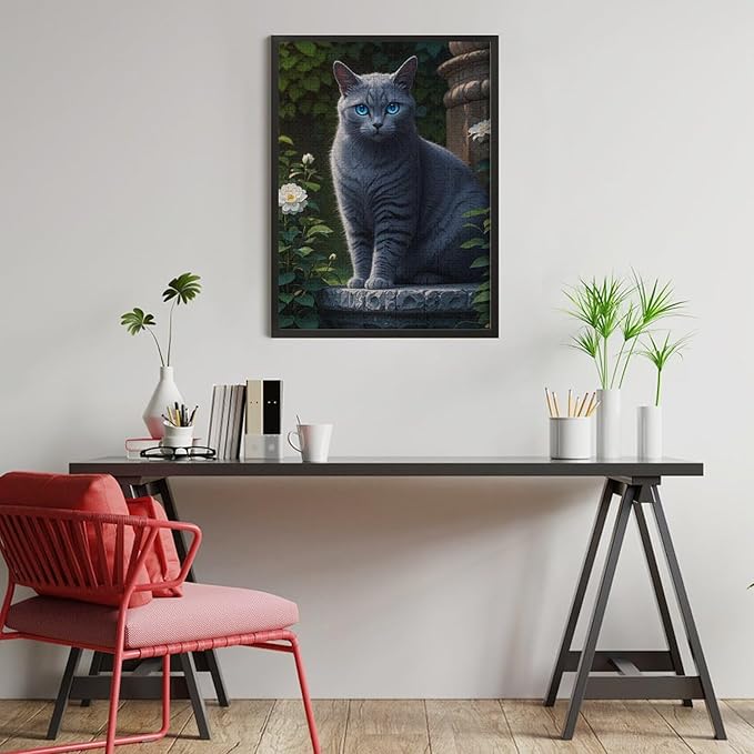 Jigsaw Puzzles for Adults 500 Piece - Cute Russian Blue Cat Animal Themed Wooden Puzzle,Challenge Puzzles Puzzle Games,Stress Relief Games,Funny Puzzles，Unique Gifts for Wall Art