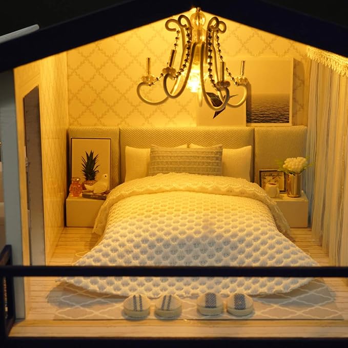 GuDoQi DIY Miniature Dollhouse Kit, Tiny House kit with Music, Miniature House Kit 1:24 Scale, Great Gift for Birthday Christmas Day, Time Apartment
