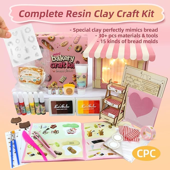 iLAND Crafts Kits for Girls Ages 8-12 Molding Air Dry Clay for Kids Art Kits for Girls Ages 10-12 DIY Mini Dollhouse Food Toys For 7 9 10 Year Old Kids Tween Cute Birthday Gifts Creative Christmas Fun