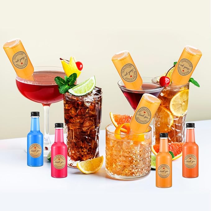 Roshtia Mini Liquor Bottles - 30 Pcs with 2 Sheets Stickers, 5 oz Plastic Mini Spirit Alcohol Bottles for Weddings, Party Supplies