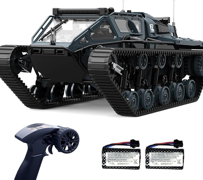 XINGRUI 1:16 Scale Remote Control Car Military Crawler Off-Road RC Tank with 4WD, Adjustable Speed/Steering, 2 Batteries & Openable Doors – All-Terrain RC Truck for Kids Adults, Birthday Gifts