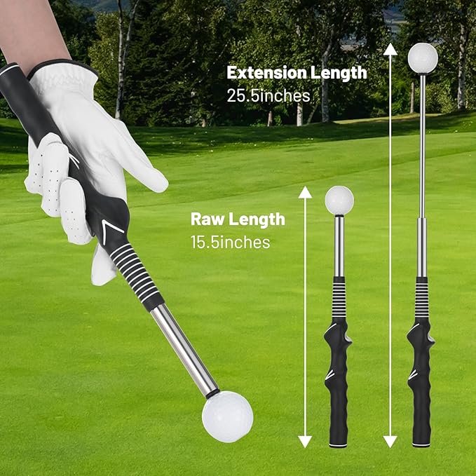 FODESAN Retractable Golf Swing Trainer – Enjoy Swinging Anytime, Anywhere,Training Aid for Grip Correction, Click Feedback & Arm Connection, for Right & Left-Handed Golfers, Indoor & Outdoor Practice