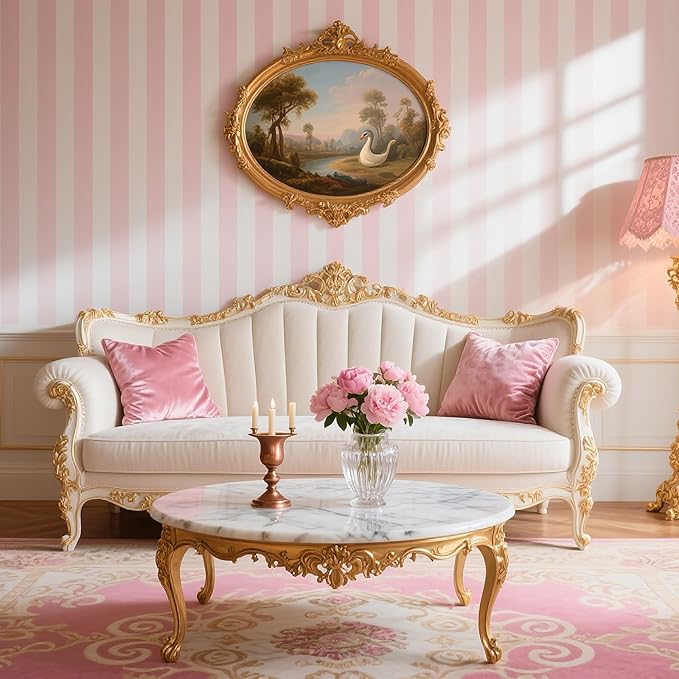 Flutesan 3 Pcs Miniature Dollhouse Wallpaper and Flooring Peel and Stick 1:12 Scale Self Adhesive Doll House Wallpaper DIY Mini Dollhouse Accessories 8.27 x 11.69 Inch(Pink Stripe)