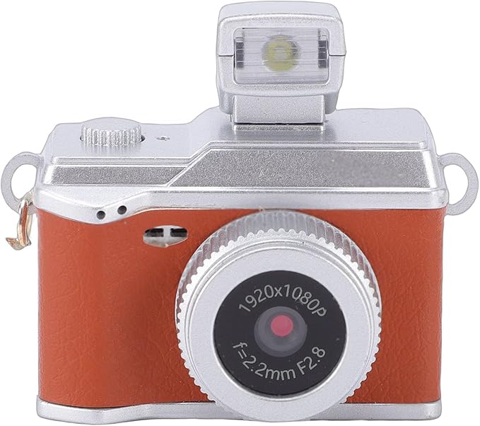 Xiuganpo Mini Digital Camera, 0.96 Inch Small Vlog Camera, 1080P Compact Tiny with Color Display & Keychain Lanyard, Mini Retro for Travel, Study, Brown