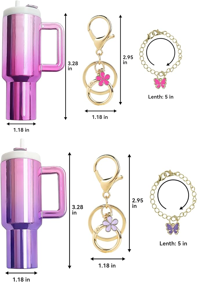 ERTUNA Mini Tumbler Keychain Accessories for Stanley Cup, 2 Way Cute Charms Chapstick Lip Balm Holder for Women Purse Handbag