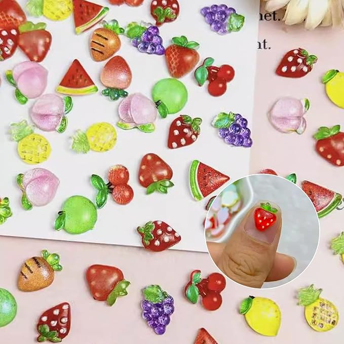 100PCS Mini Fruit Decor for Dollhouse Resin Tiny Fruits for Crafts Micro Miniature Fruit for Fairy Garden Dollhouse Micro Landscaping Decoration (Fruits)