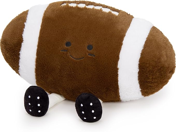 Muiteiur 18.5 Inch Football Plush Toy, Stuffed Rugby Plush with Cute Smile, Soft Stuffed Sports Toy, for Kids Girls Boys Fans