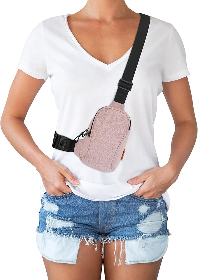 Peicees Sportswear Essentials Small Crossbody Bag for Men Women Mini Sling Bag Travel Running Phone Daypack Cross Body Shoulder Bags, Pink