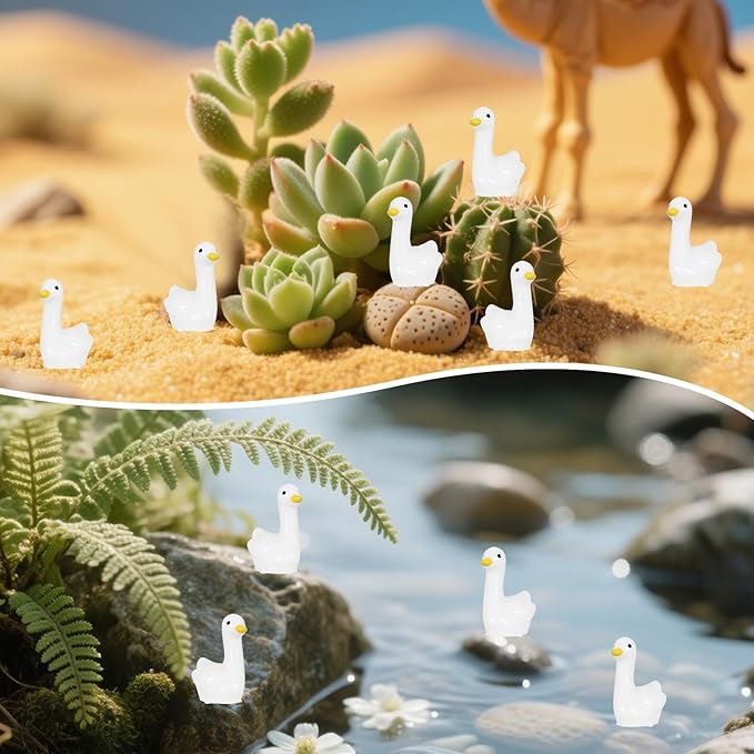 100Pcs Mini Resin Gooses, Tiny Gooses Figurines, Bulk Small Goose Statues,Miniature Resin Animals to Hide for Landscape Decor Cake Topper Party Supplies Birthday or Gifts