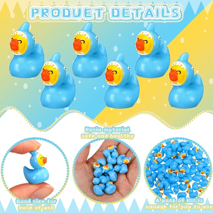 50 Pcs Themed Ducks Resin Ducks Resin Party Decorations for Crafts Making DIY Miniature Landscape Micro Decor Gifts (Shark)