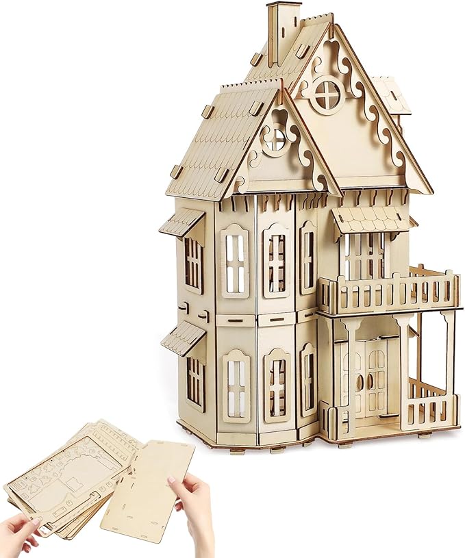3D House Jigsaw Puzzle Model Kit - CUTEROOM Fantasy Villa Dollhouse DIY Building Set for Adults, Creative Home Decor Gift