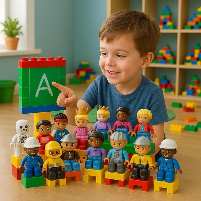 People Figures for Kids Building Blocks - Preschool Toys Building Blocks People Set for Kids - Compatible with All Major Brands Building Blocks for Toddlers 1-6 Years