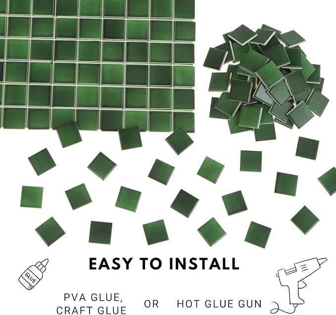150 pcs, Dollhouse Flooring, 1:12 Scale Doll House Tiles, Miniature Checkerboard Floor, REDUCIO! (Emerald Gloss)