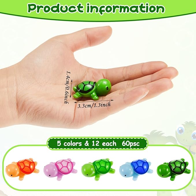 60 Pcs Resin Sea Turtle Figure Mini Sea Turtle Figurines Bulk Multicolor Miniature Figure for DIY Ornaments Ocean Animal Figurines DIY Home Garden Birthday Party Favor Decoration