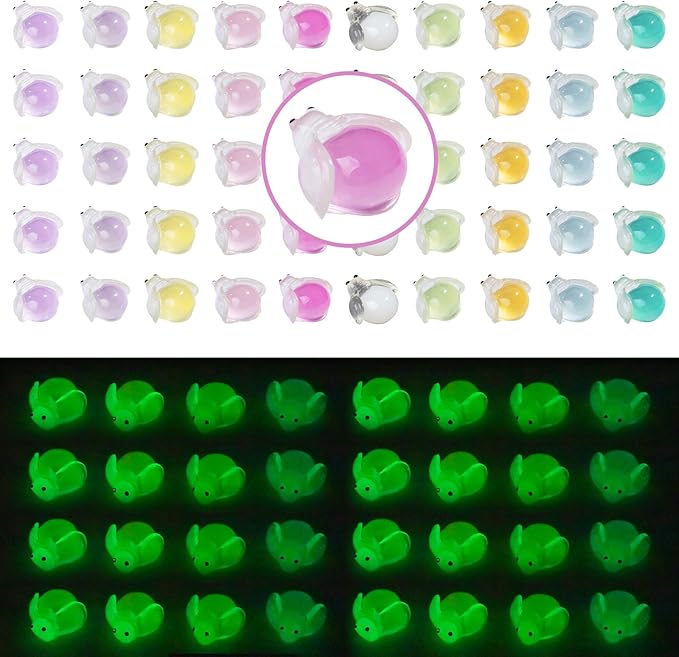 50 Pcs Luminous Mini Resin Fireflys Tiny Animals Miniature Firefly Figures Glow in The Dark for DIY Garden Dollhouse Firefly Figurines Accessories Micro Landscape Aquarium Party Decor