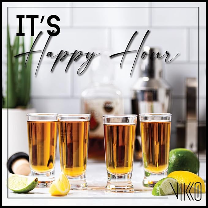 Vikko 2.75 Ounce Shot Glasses, Set of 6 Small Liquor and Spirit Glasses, Durable Tequila Bar Glasses For Alcohol and Espresso Shots, 6 Piece Shooter Glass Set