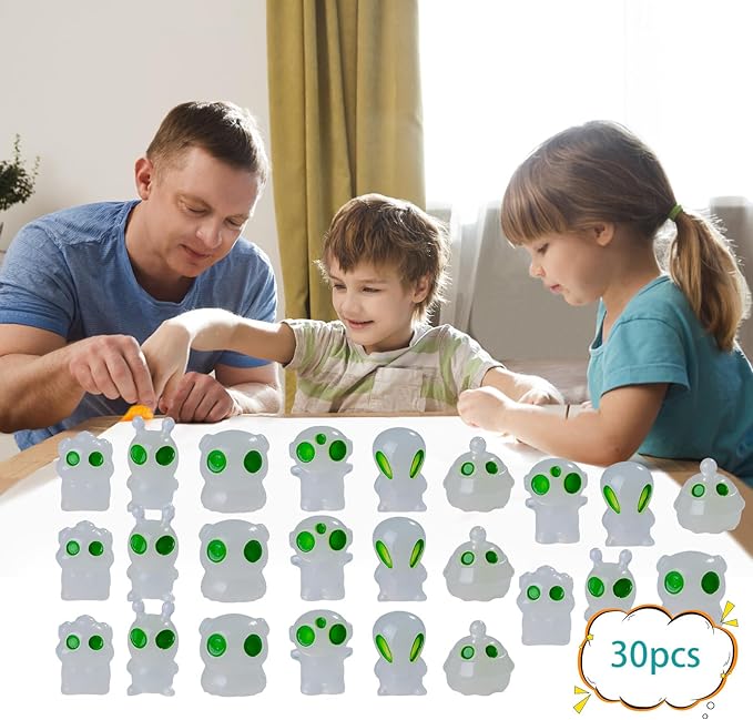 30pcs Mini Resin Alien Variety Tiny Alien Figures Miniature Little Small Animals Figurines Bulk for Micro Fairy Garden Landscape Accessories Hide Crafts Decor Aquarium