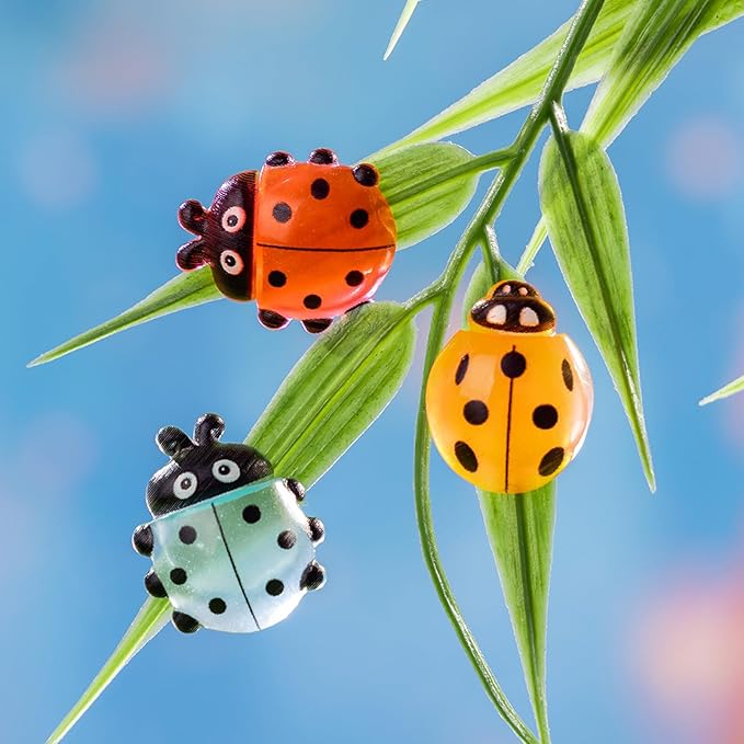 72 Pieces Mini Ladybugs Decor for Crafts Dollhouse Luminous Mini Resin Animals for Dollhouse Micro Fairy Garden Landscape Plant Pots