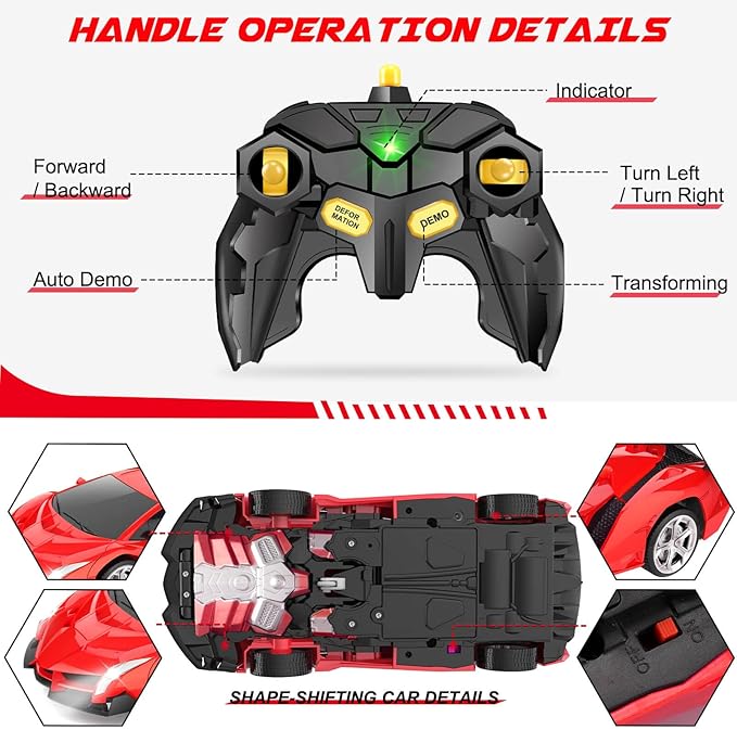 Dolanus Remote Control Car - Transform Robot RC Cars, Toys for Ages 5-7, Kids Toys, 4 Year Old Boy Toys, Toys for 3 4 5 6 7 8 10 12 Years Old Boy, Gifts for Boys Kids Toddlers Birthday